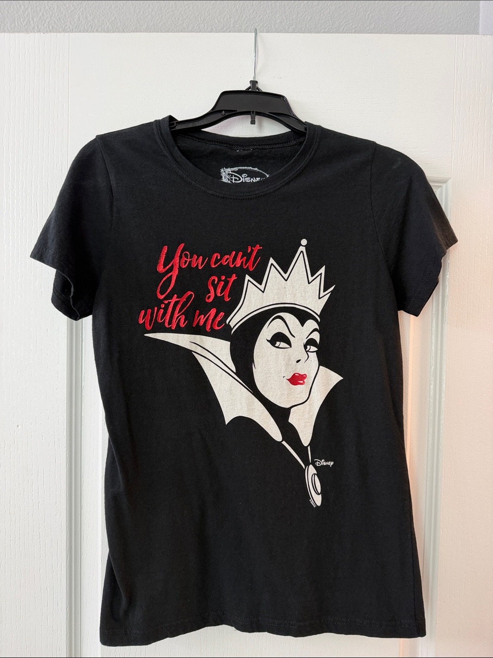 Disney Black Graphic Tee with Red and White Evil Queen Design
